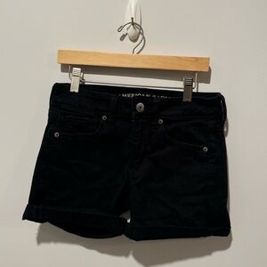 American Eagle Outfitters Next Level Stretch Midi-Rise Black Jean Shorts Size 2